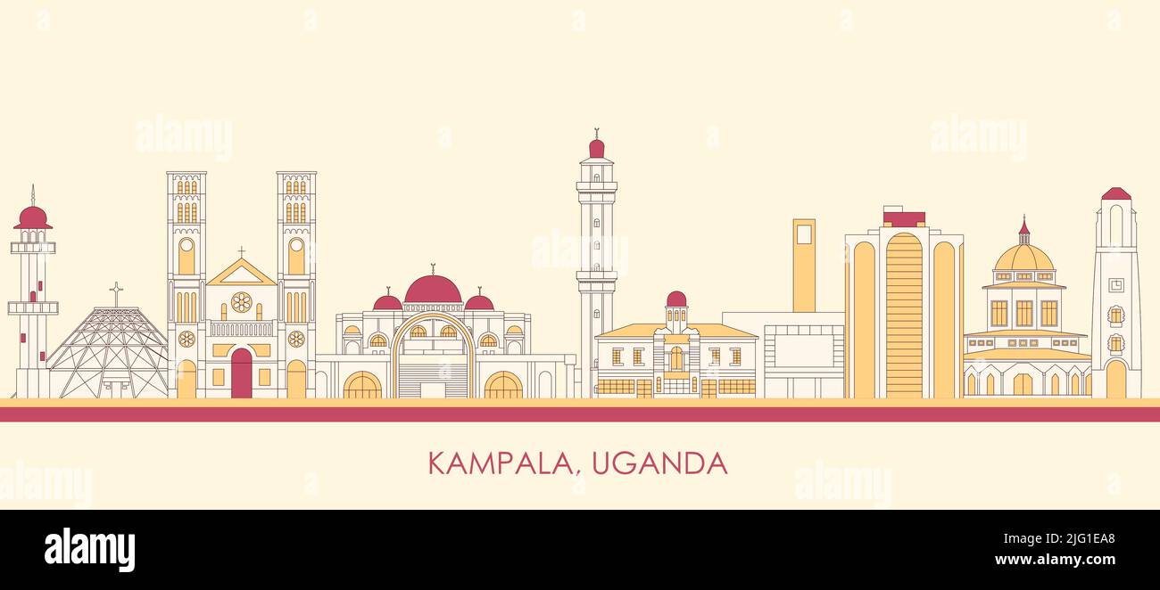 Cartoon Skyline Panorama der Stadt Kampala, Uganda - Vektor-Illustration Stock Vektor