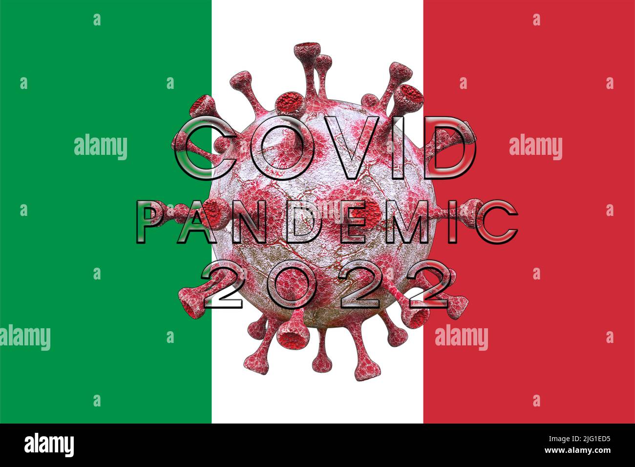 COVID-19 Pandemie, COVID 2022 Neustart COVID in Italien 2022, 3D Arbeit und 3D Bild Stockfoto