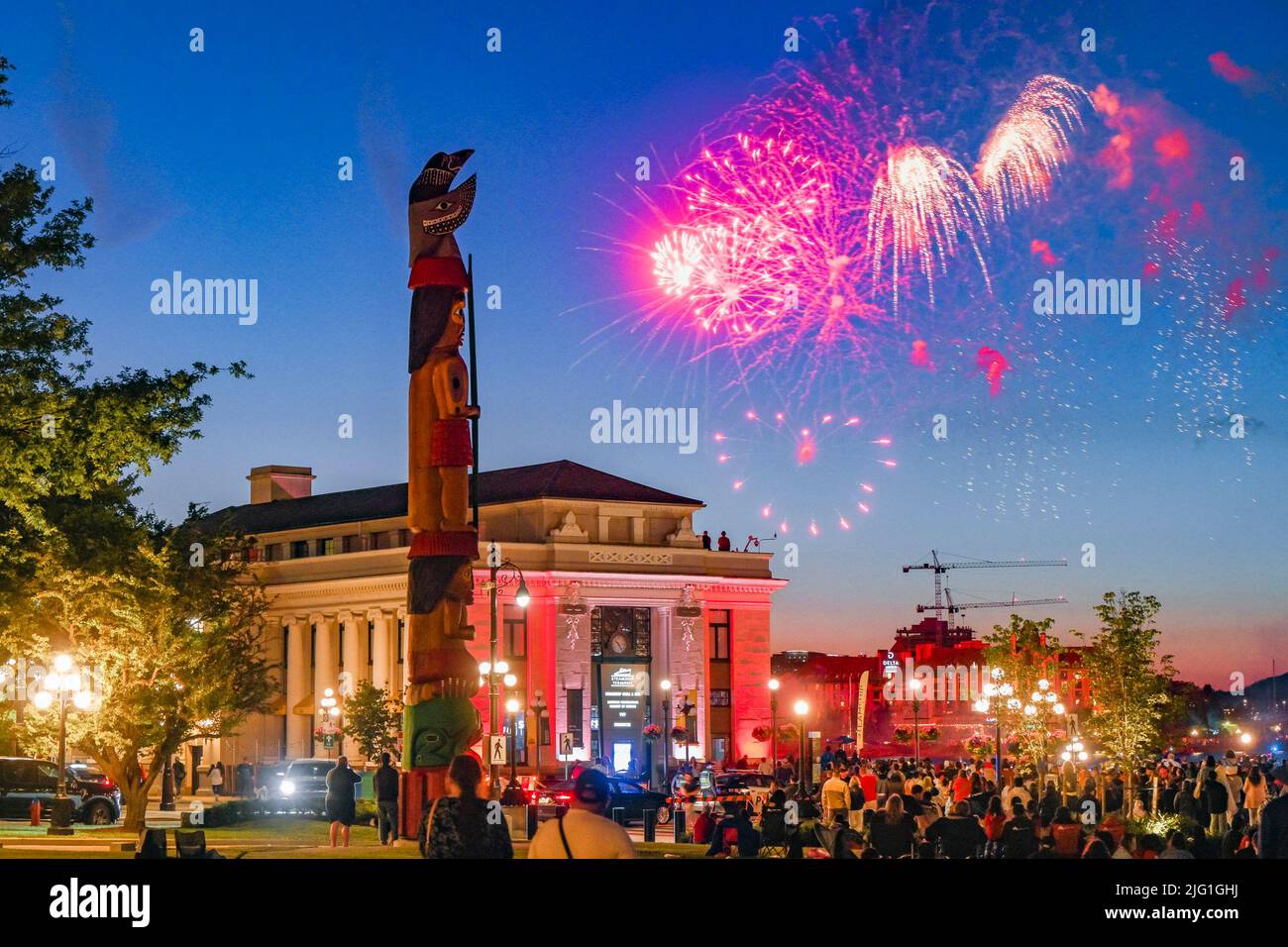 Feuerwerk zum Canada Day, Victoria, British Columbia, Kanada Stockfoto
