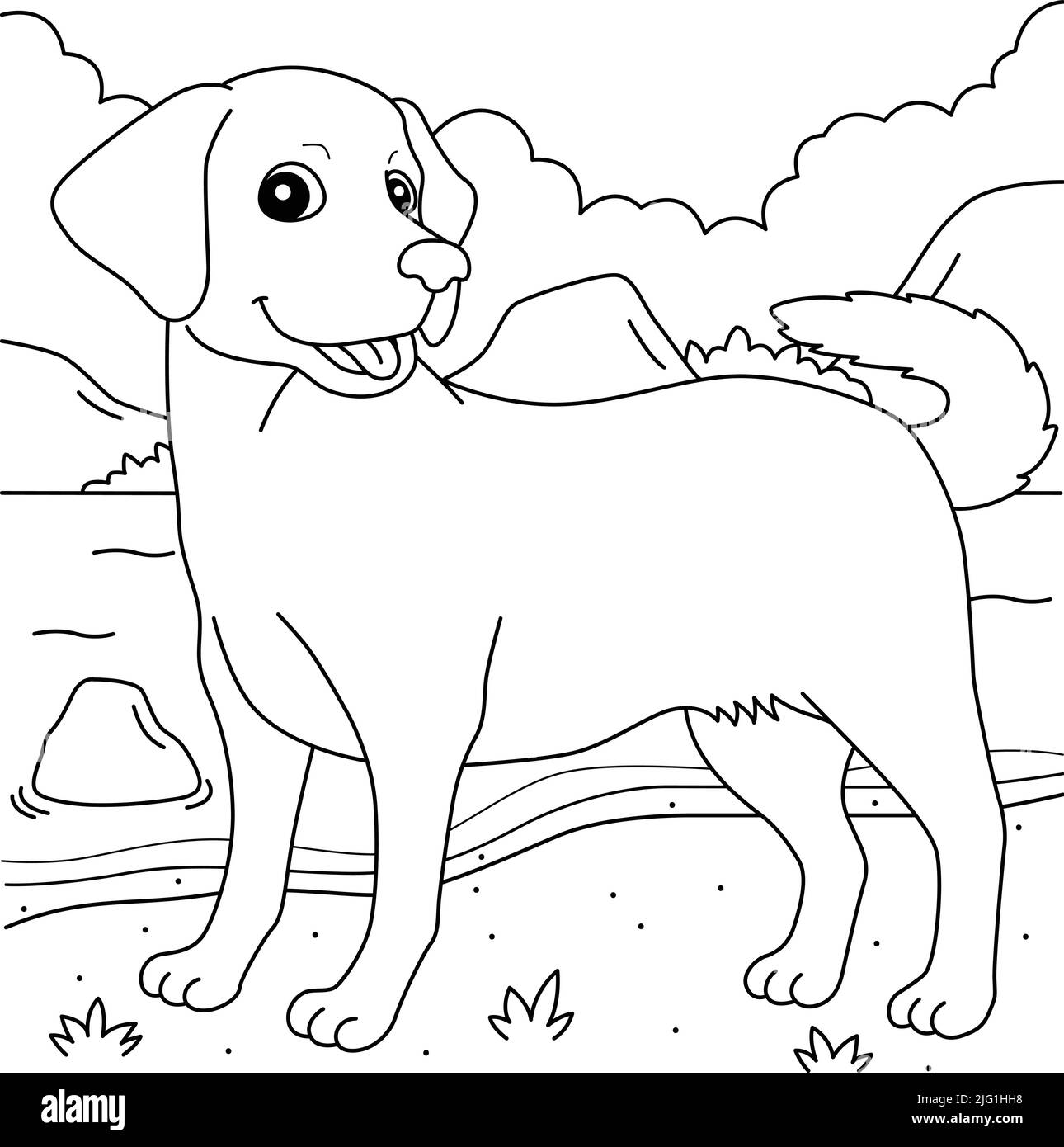 Labrador Retriever Dog Coloring Page für Kinder Stock Vektor