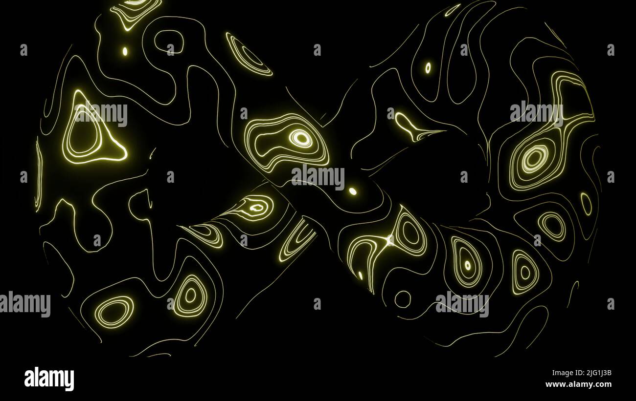 Abstraktes Infinity-Symbol mit neonovalen Flecken. Aktion. Endlos bewegte Oberfläche von 3D Symbol der Unendlichkeit Stockfoto