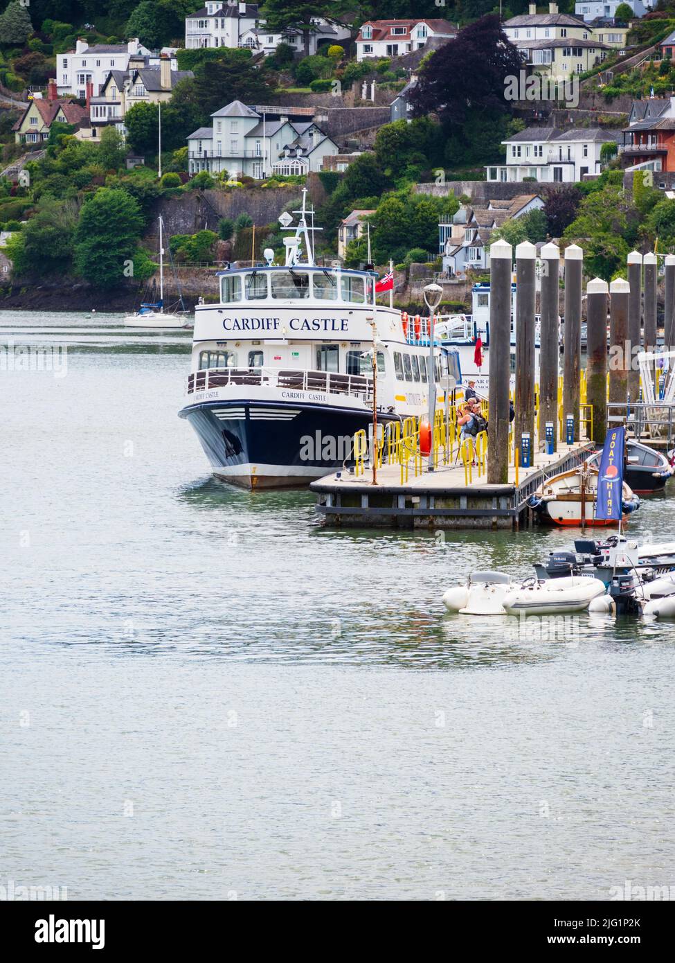 Cardiff Castle Passagierfähre am Dartmouth, Devon, Großbritannien, Ende der Dartmouth nach Totnes River Dart Route. Stockfoto