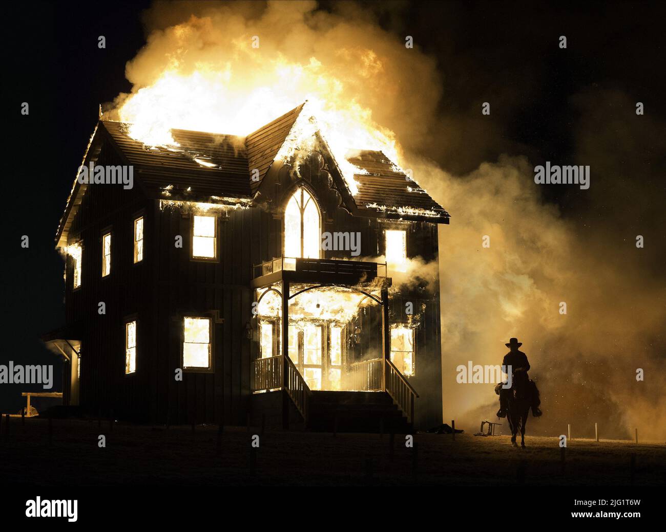 HOUSE FIRE SCENE, THE HOMESMAN, 2014 Stockfoto