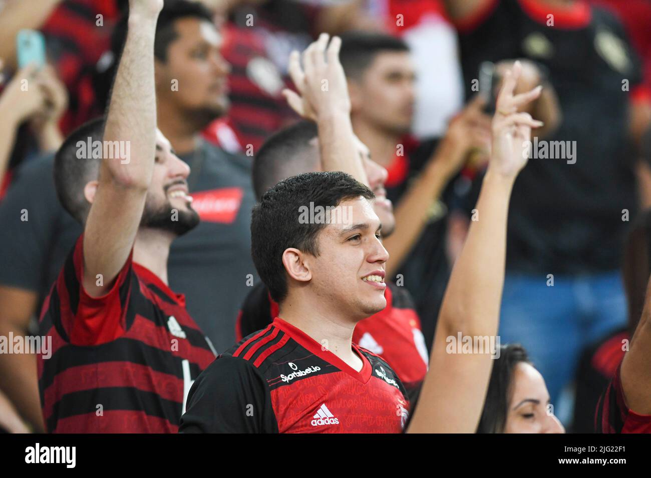 Rio De Janeiro, Brasilien. 06.. Juli 2022. Unterstützt während der Flamengo x Tolima für die Copa Libertadores da America, die am Mittwochabend (6) im Estadio Maracana in Rio de Janeiro, RJ, stattfand. Kredit: Celso Pupo/FotoArena/Alamy Live Nachrichten Stockfoto