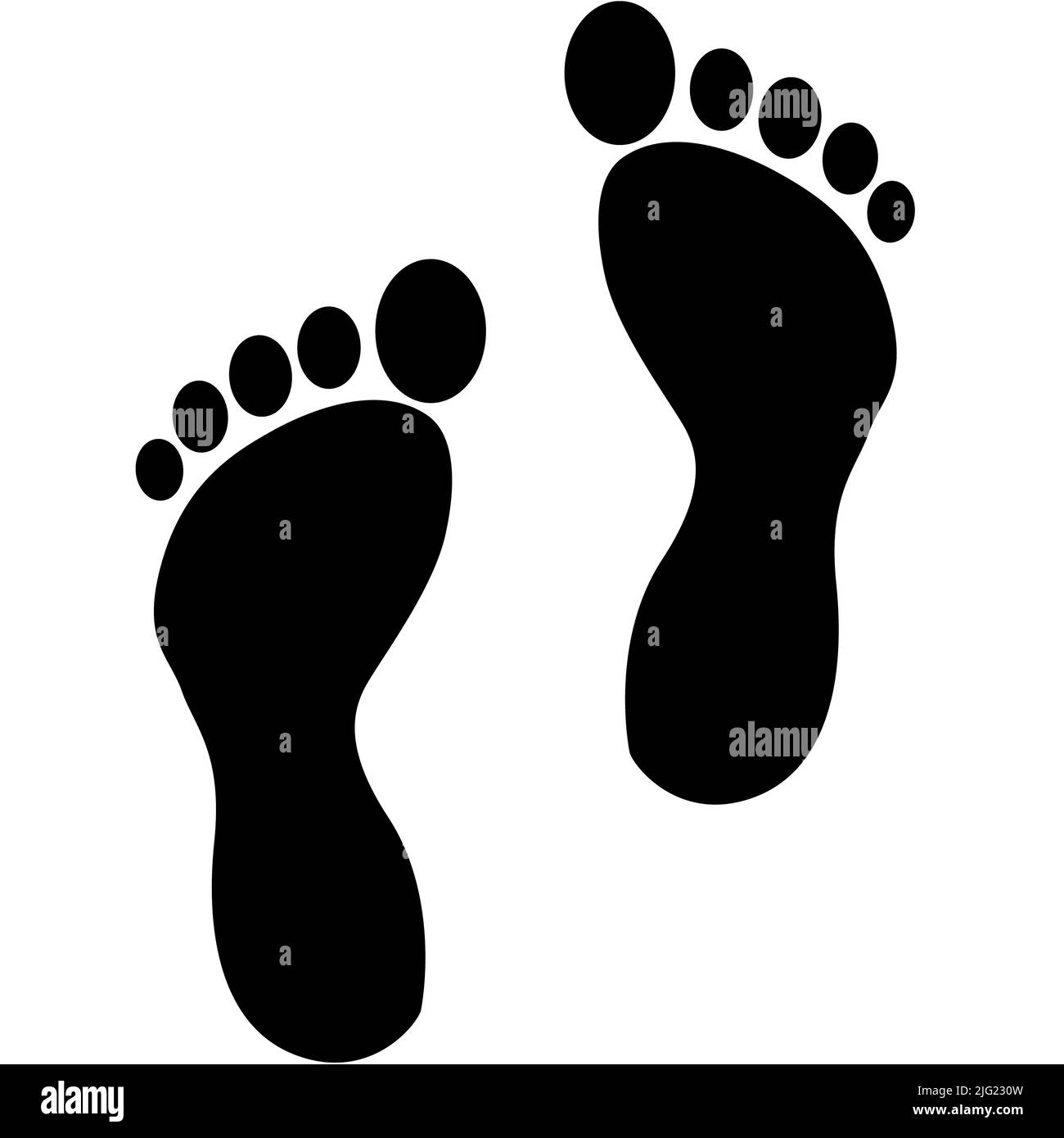 Human Footprint-Symbol auf weißem Hintergrund. Footprint-Symbol. Barfuß-Schritt-Zeichen. Flacher Stil. Stockfoto