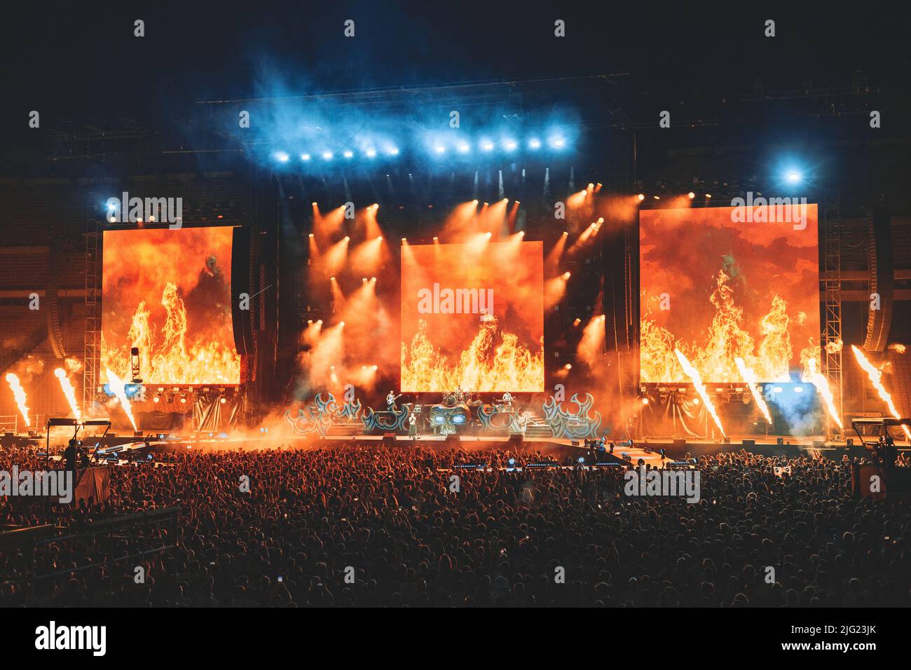 07/07/2022 - der italienische Rapper SALMO spielt live im San Siro Stadion in Mailand, Italien. Stockfoto