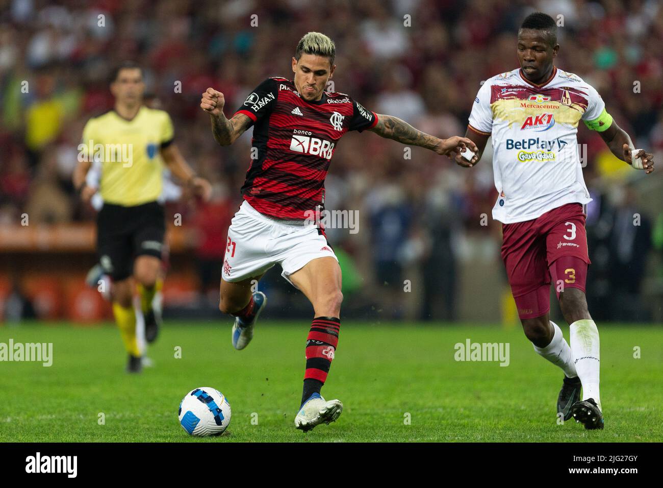 Rio De Janeiro, Brasilien. 06.. Juli 2022. PEDRO von Flamengo während des Spiels zwischen Flamengo und Tolima im Rahmen der Copa Libertadores 2022 im Maracana Stadium am 06. Juli 2022 in Rio de Janeiro, Brasilien. Kredit: Ruano Carneiro/Carneiro Images/Alamy Live Nachrichten Stockfoto