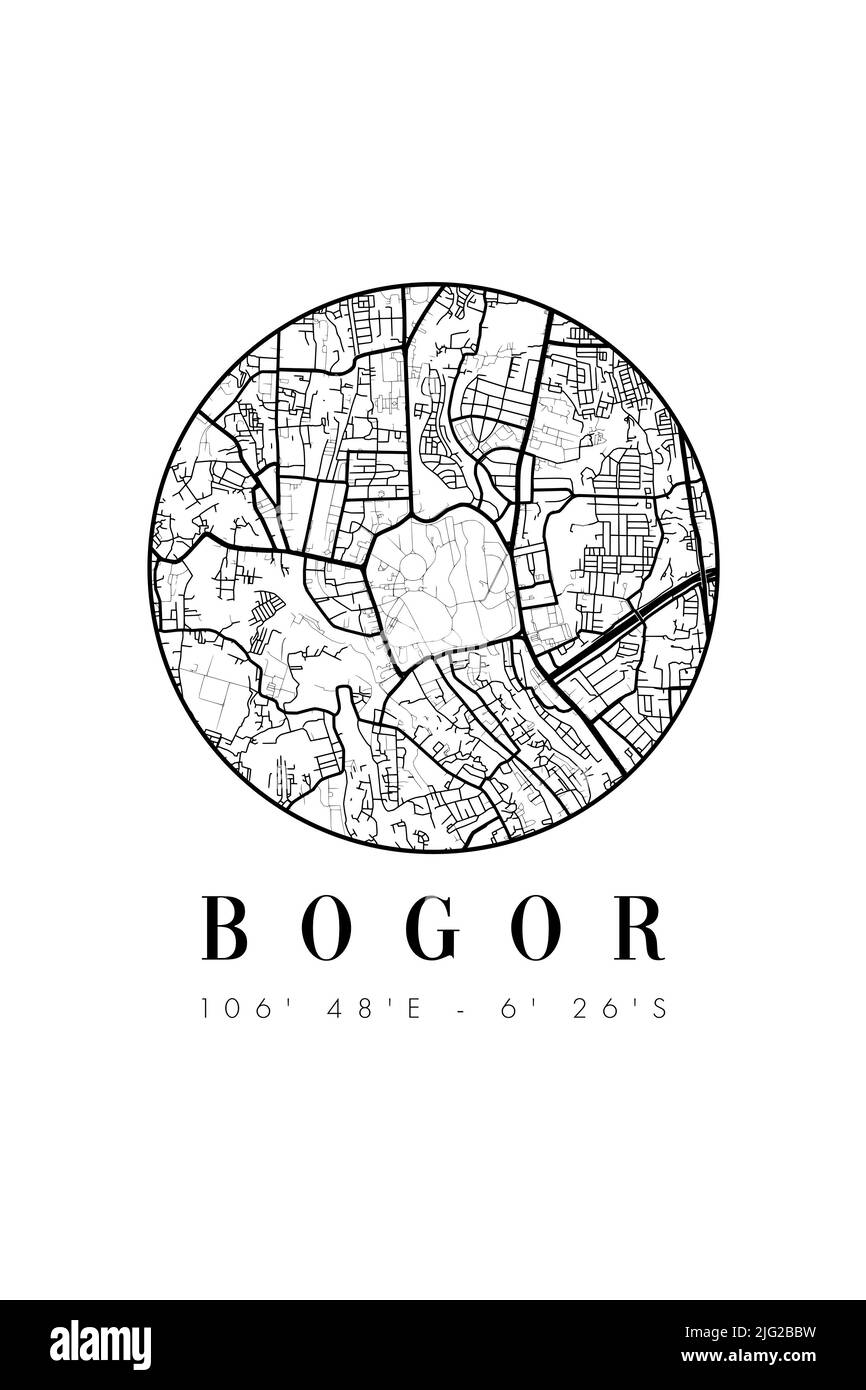 Bogor Stadtplan Poster Design Vektor. Stadtplan Poster Vektor Stockfoto