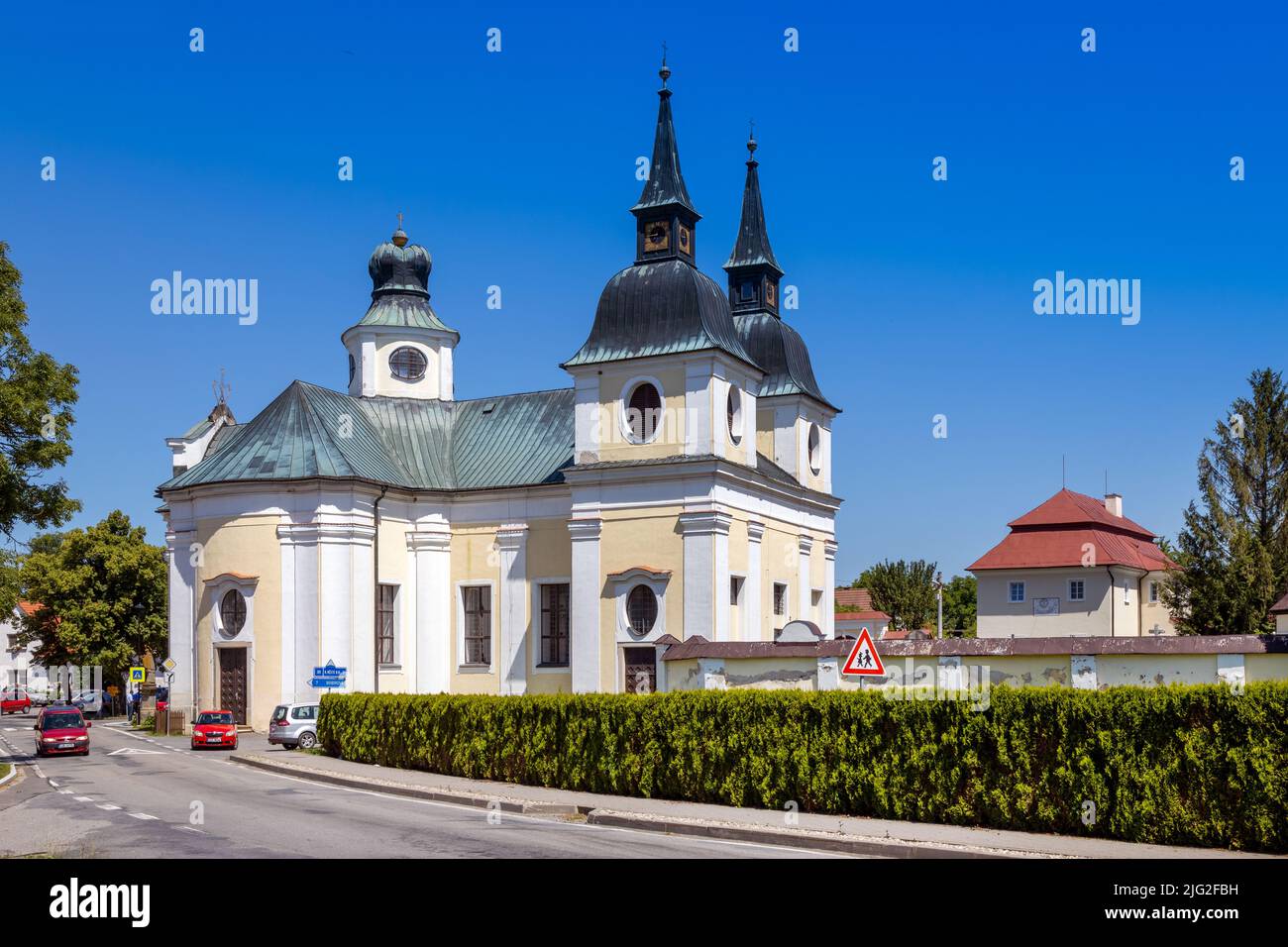 Kostel sv. Václava (Jan Blažej Česká Santini), Zvole, Vysocina, St. Wenzelskirche, Dorf Zvole, Bezirk Vysocina, Tschechische republik Stockfoto