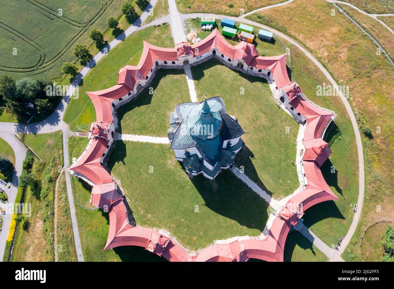 Zelena Hora (UNESCO) - kostel sv. Jana Nepomuckeho, Žďár nad Sázavou, Vysocina, Česká republika/Kirche von St. Johannes von Nepomuk, Vysocina, Cz Stockfoto