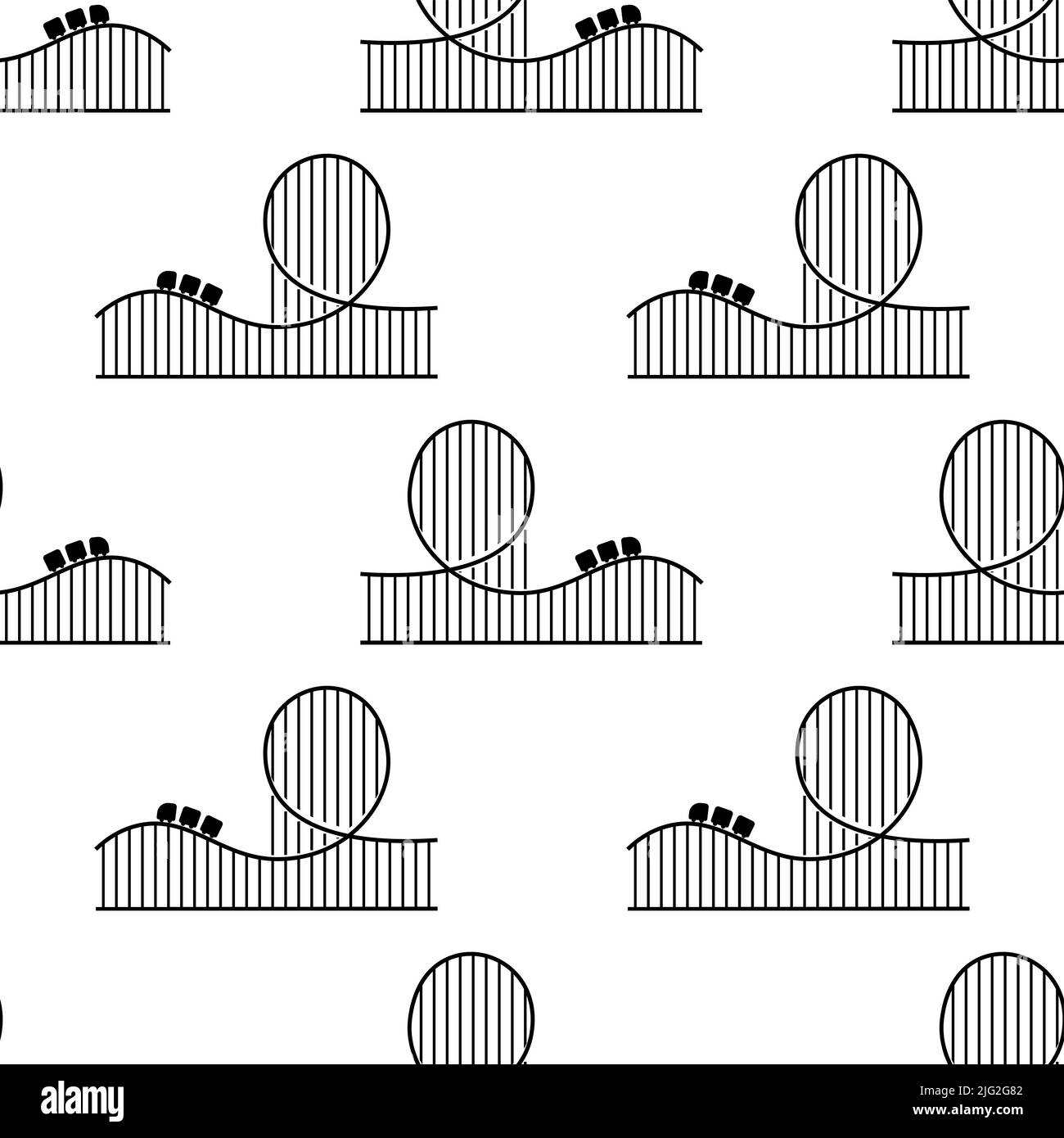 Roller Coaster Symbol Nahtloses Muster, Vergnügungsfahrt Symbol Vektor-Kunst Illustration Stock Vektor