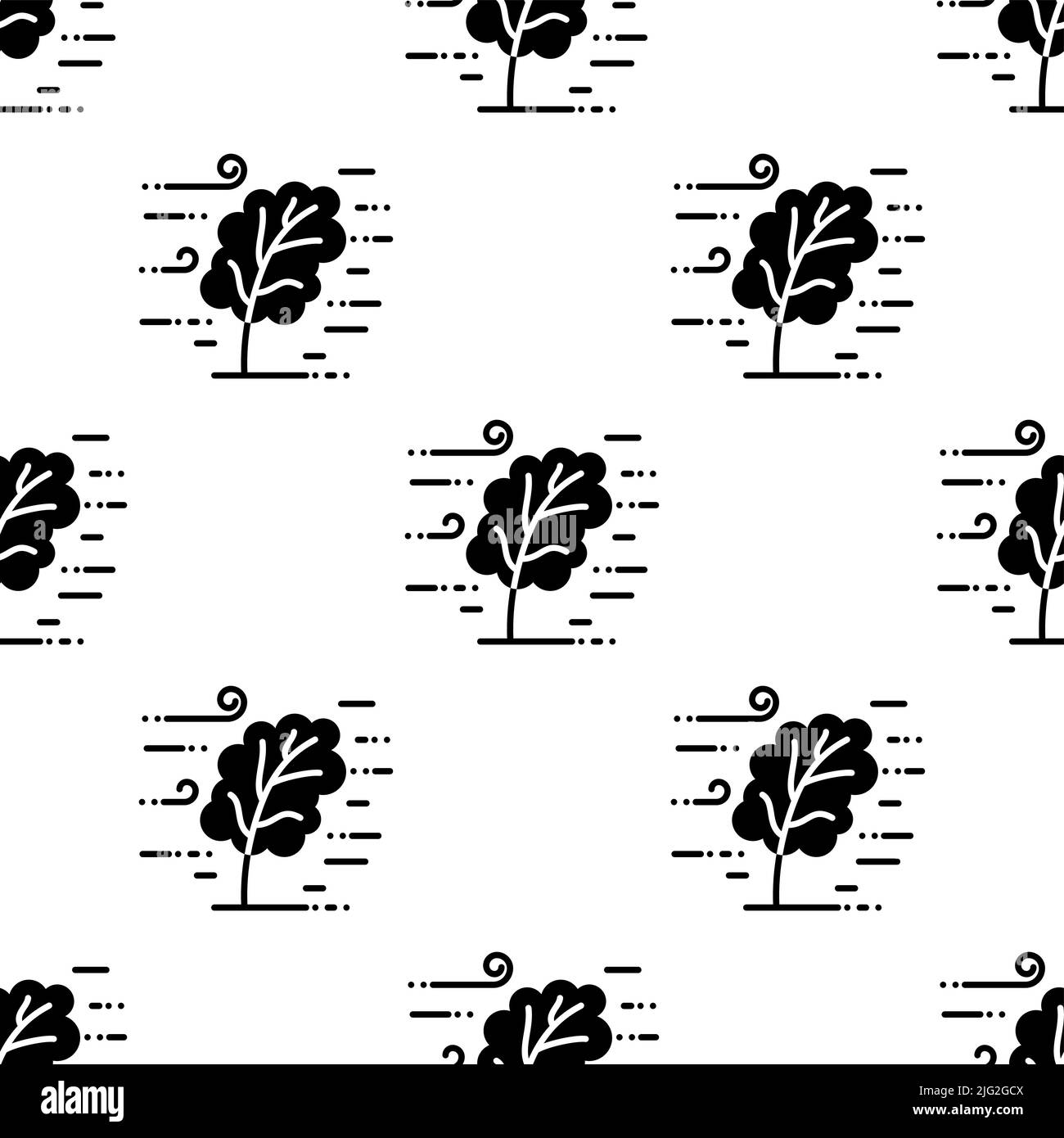 Baum Weht Im Wind Symbol Nahtloses Muster Vektor Kunst Illustration Stock Vektor