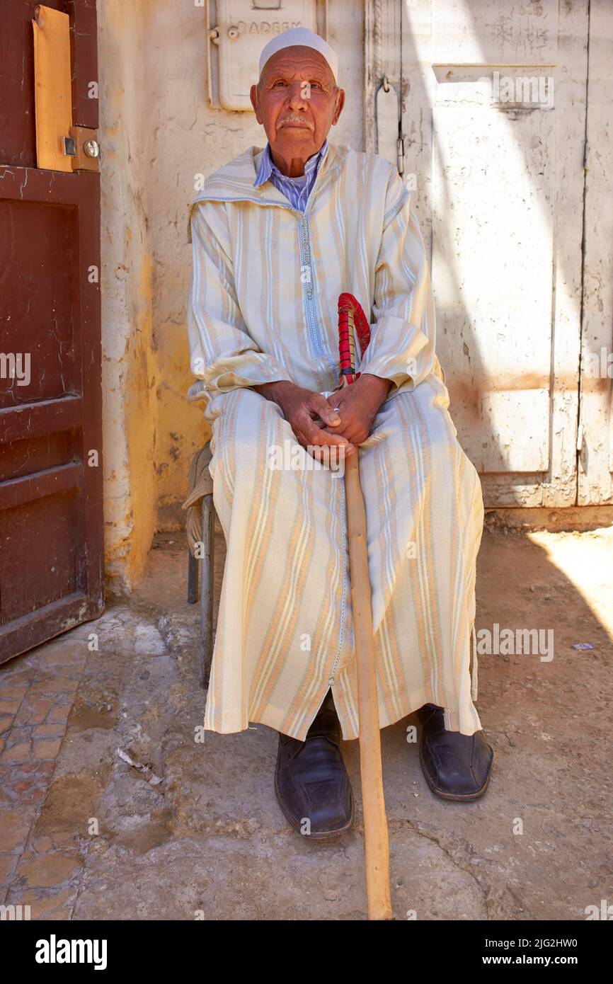 Marokko Meknes. Porträt eines alten Mannes Stockfoto