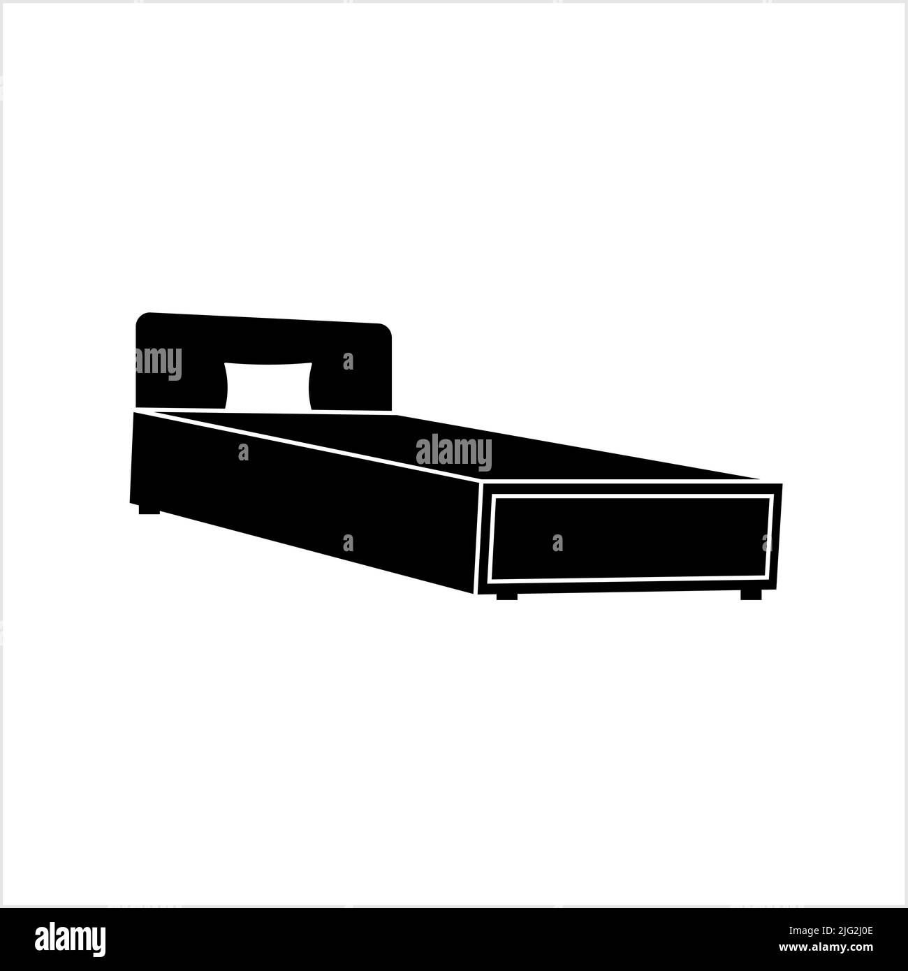 Bett-Ikone, Schlafbett-Ikone, Möbelstück Zum Schlafen, Entspannende Vektor-Art-Illustration Stock Vektor