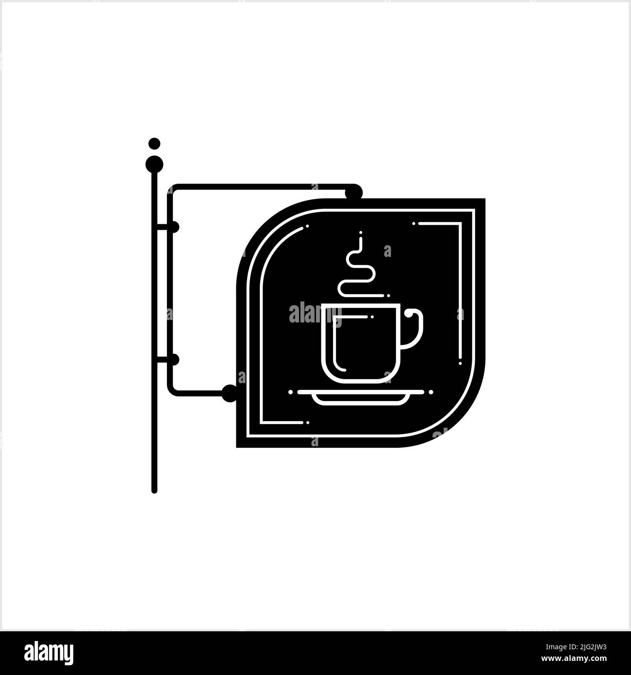 Schilder Für Den Tee-Kaffeetassen-Shop, Schild Für Das Getränkestaurant, Visuelle Grafik-Branding Im Schaufenster Mit Vektorgrafik Stock Vektor