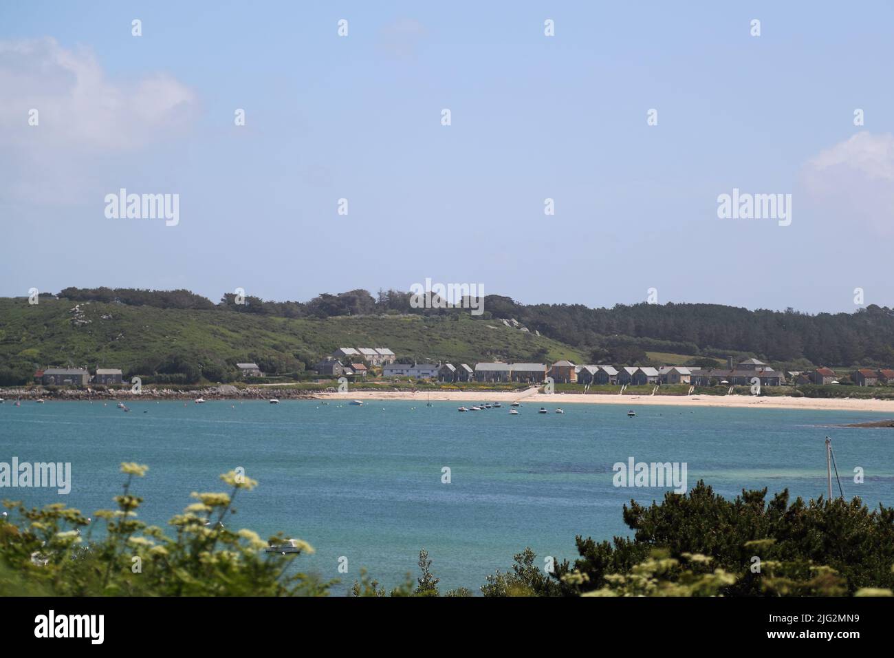 Tresco Island von Bryher, Isles of Scilly, Cornwall, Großbritannien Stockfoto