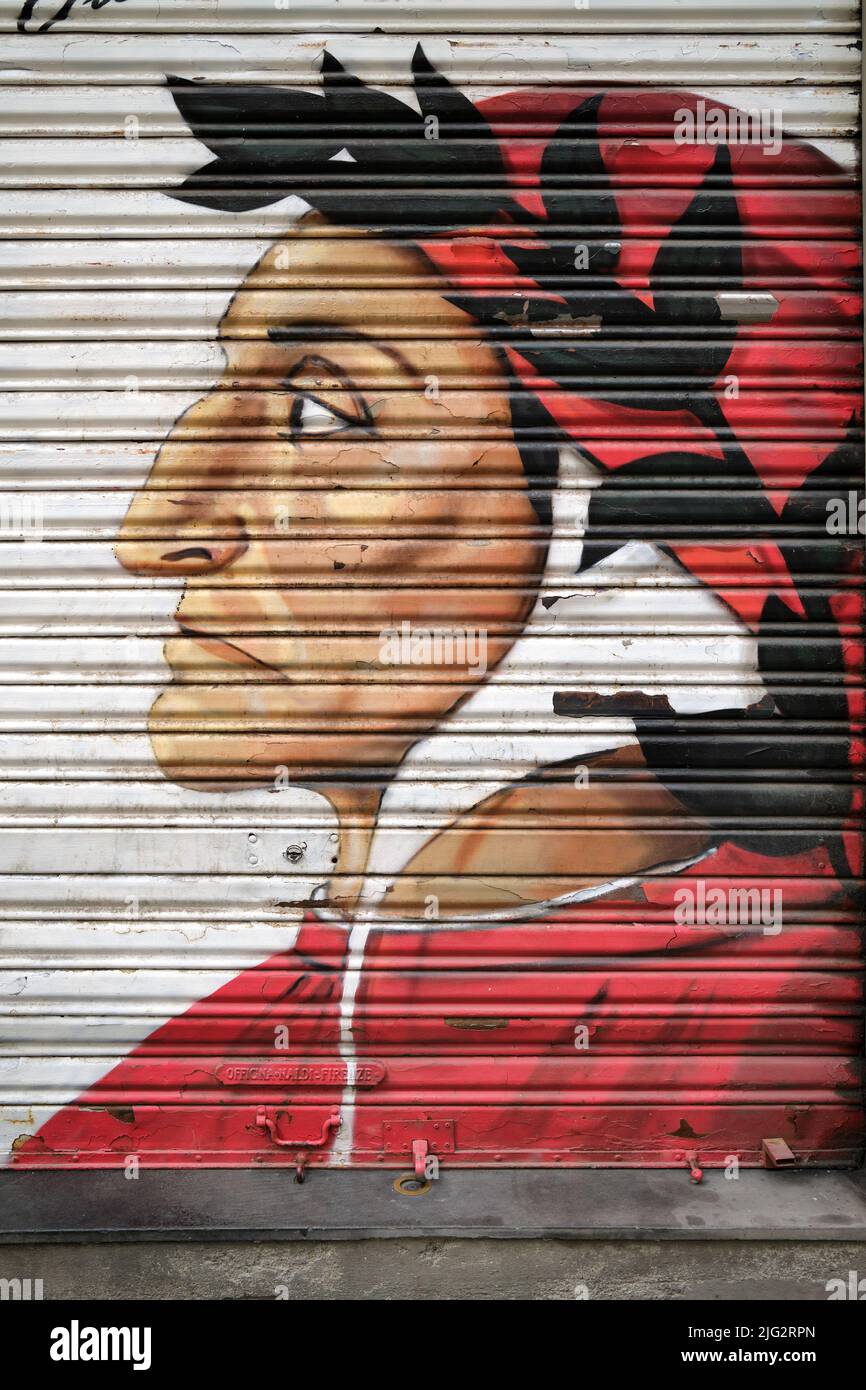 Dante Alighieri Street Art Fototapete im Zentrum von Florenz Italien Stockfoto