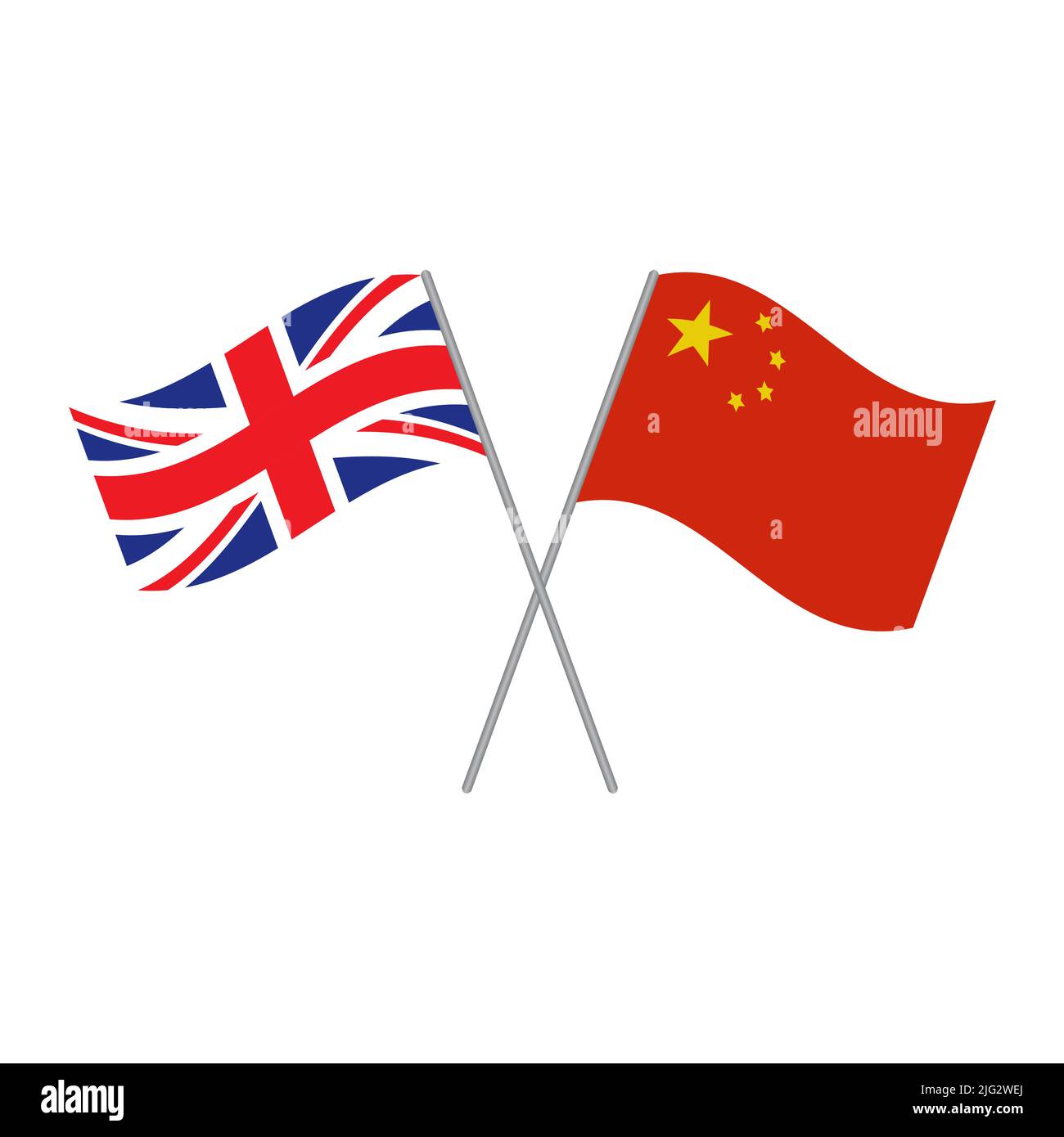 Chinesische und britische Flaggen Vektor isoliert auf weißem Hintergrund Stock Vektor