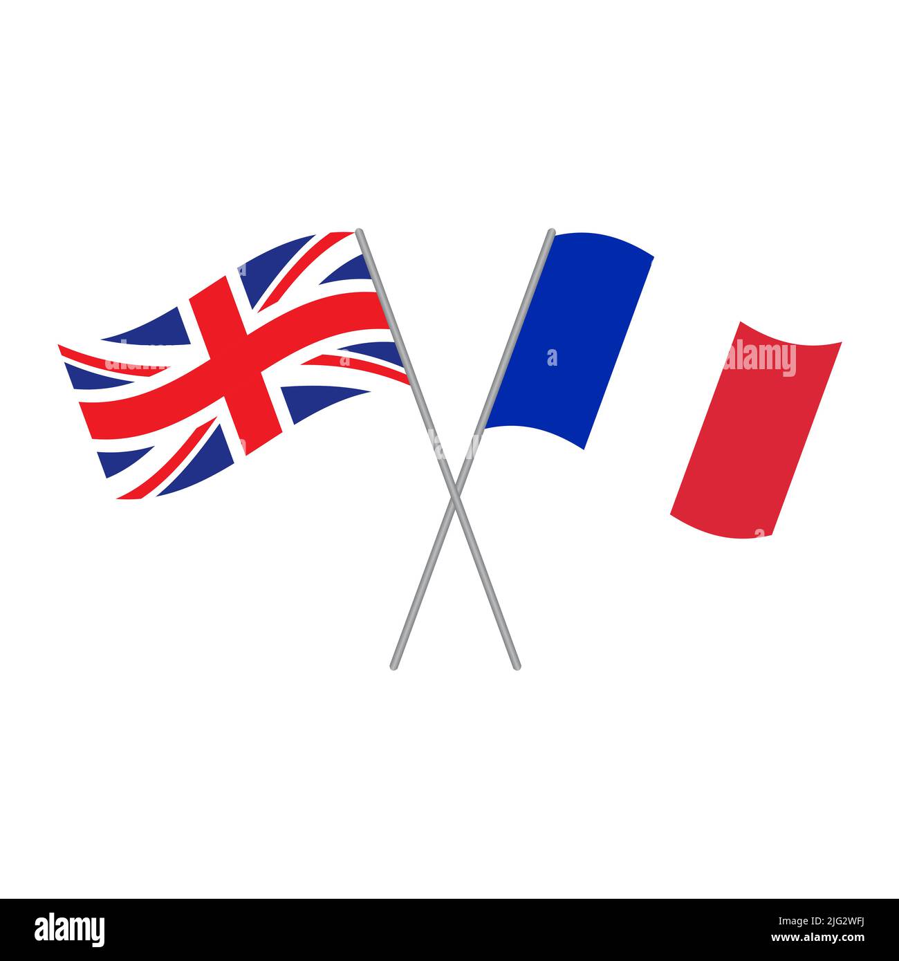 Britische und französische Flaggen Vektor isoliert auf weißem Hintergrund Stock Vektor