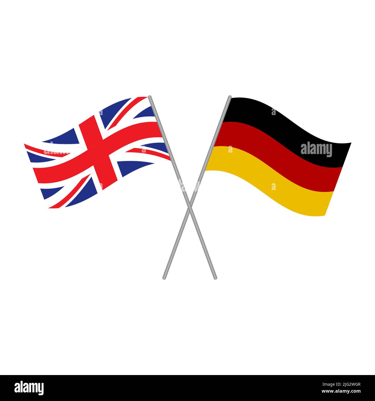Deutscher und britischer Flaggenvektor isoliert auf weißem Hintergrund Stock Vektor