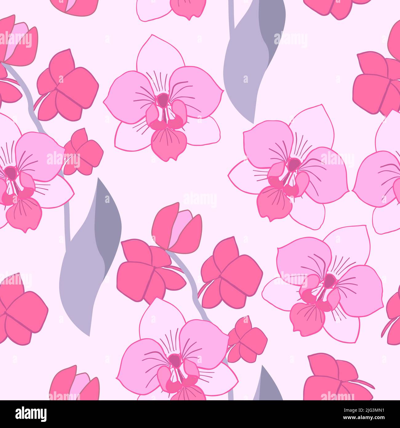 Nahtloses Muster mit rosa Blüten. Blumen dekorativen Vektor Hintergrund, Pflanzen, botanisches Design für Mode, Stoff, Tapete Stock Vektor