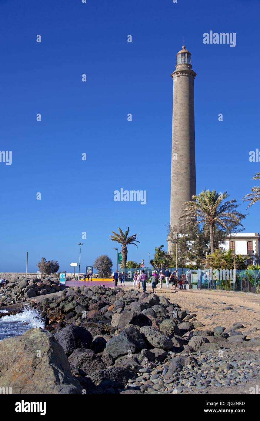 Leuchtturm von Maspalomas, Wahrzeichen, Kanarische Inseln, Spanien, Europa Stockfoto