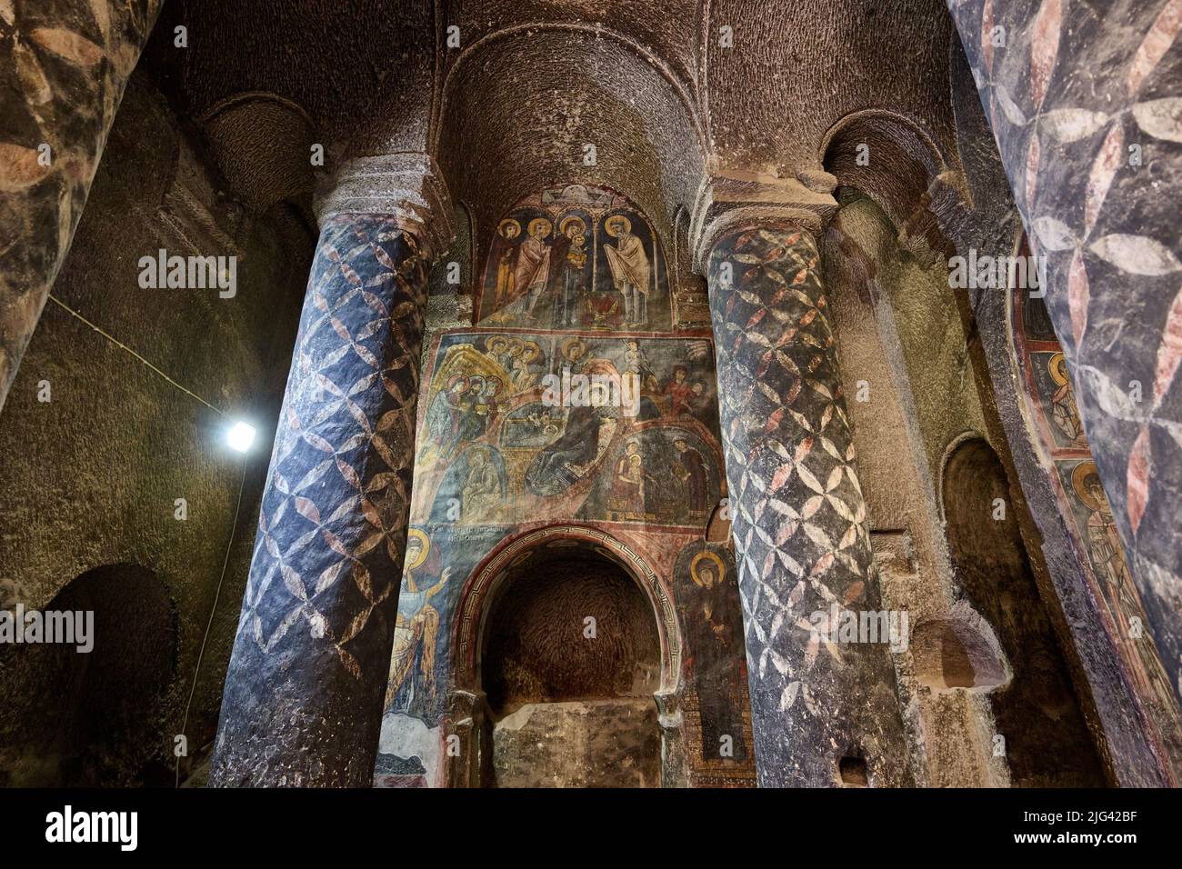 Religiöse Wandmalereien im Kloster Gumusler Höhle, Gümüsler, Türkei Stockfoto