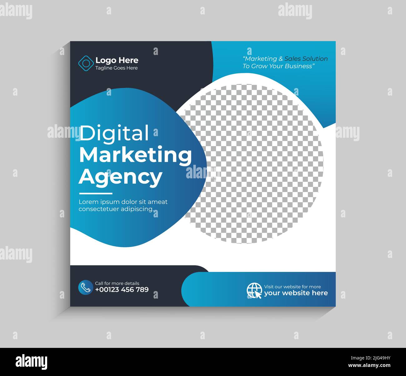 Digital Marketing Agentur editierbar modernes und minimales quadratisches Banner Template Design. Geeignet für Social-Media-Beiträge und Webbannerwerbung. Stock Vektor