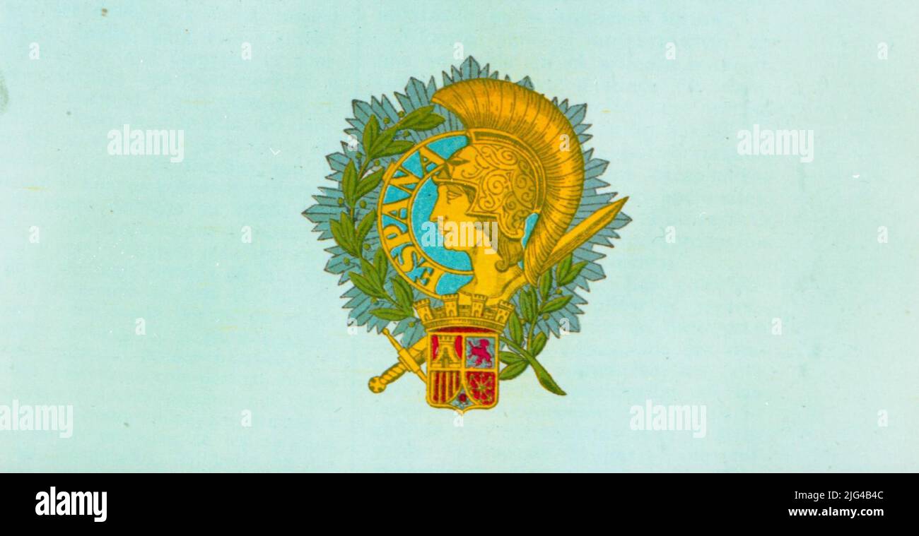 Unterscheidungskraft ausländischer Bosse und Offiziere, die Kurse in spanischen militärischen Bildungszentren besuchen. Illustration zu: Schaffung einer Unterscheidungskraft für ausländische Bosse und Offiziere, die in unseren Militärzentren studieren (Rundschreiben vom 13. Januar 1933) Stockfoto