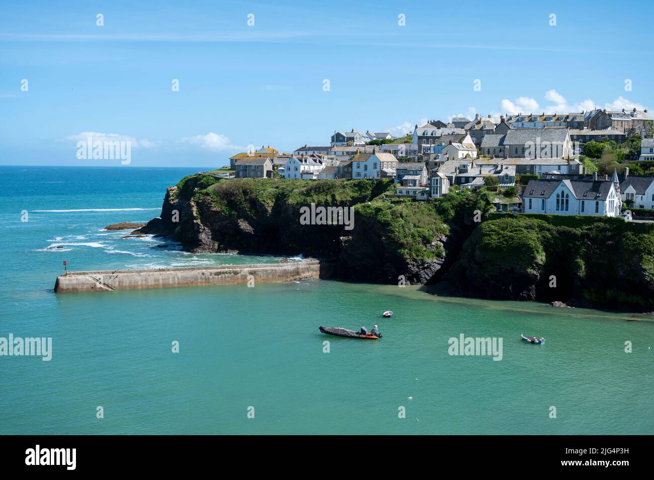 Das hübsche Fischerdorf Port Isaac, Cornwall, Großbritannien, Drehort der ITV-Drama-Serie Doc Martin. Stockfoto