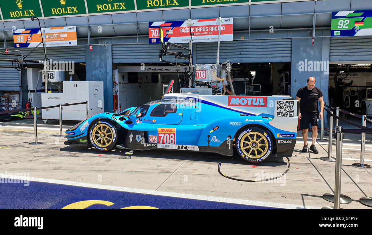 Monza Italien 7 2022. Juli 708 GLICKENHAUS RACING USA M Glickenhaus 007 LMH Olivier Pla (FRA) P Romain Dumas (FRA) P Ryan Briscoe (USA) während der Endurance -WEC Monza Italien 7 2022. Juli Stockfoto