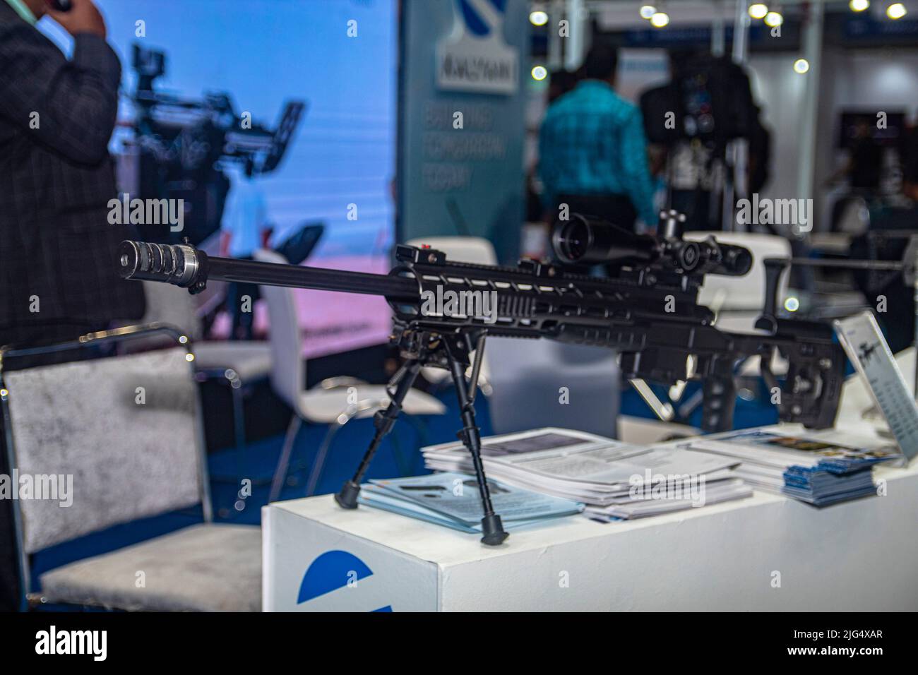 Kalkutta, Indien. 07.. Juli 2022. „East Tech 2022“ begann heute im Bishwa Bangla Mela Prangan, Kalkutta. Die zweitägige Veranstaltung (07-08. Juli) wird mit dem Ziel organisiert, Eastern Command bei der Bewältigung seiner operativen Herausforderungen zu unterstützen, indem zeitgenössische indigene Technologien integriert werden. Die Veranstaltung wurde von LT Gen RP Kalita, UYSM, AVSM, VSM, Armeekommandant, EasternCommand. Auf die Einweihung folgte eine Schlüsselanmerkung der CDR-Armee, Eastern Command. (Foto: Sudip Chanda/Pacific Press/Sipa USA) Quelle: SIPA USA/Alamy Live News Stockfoto