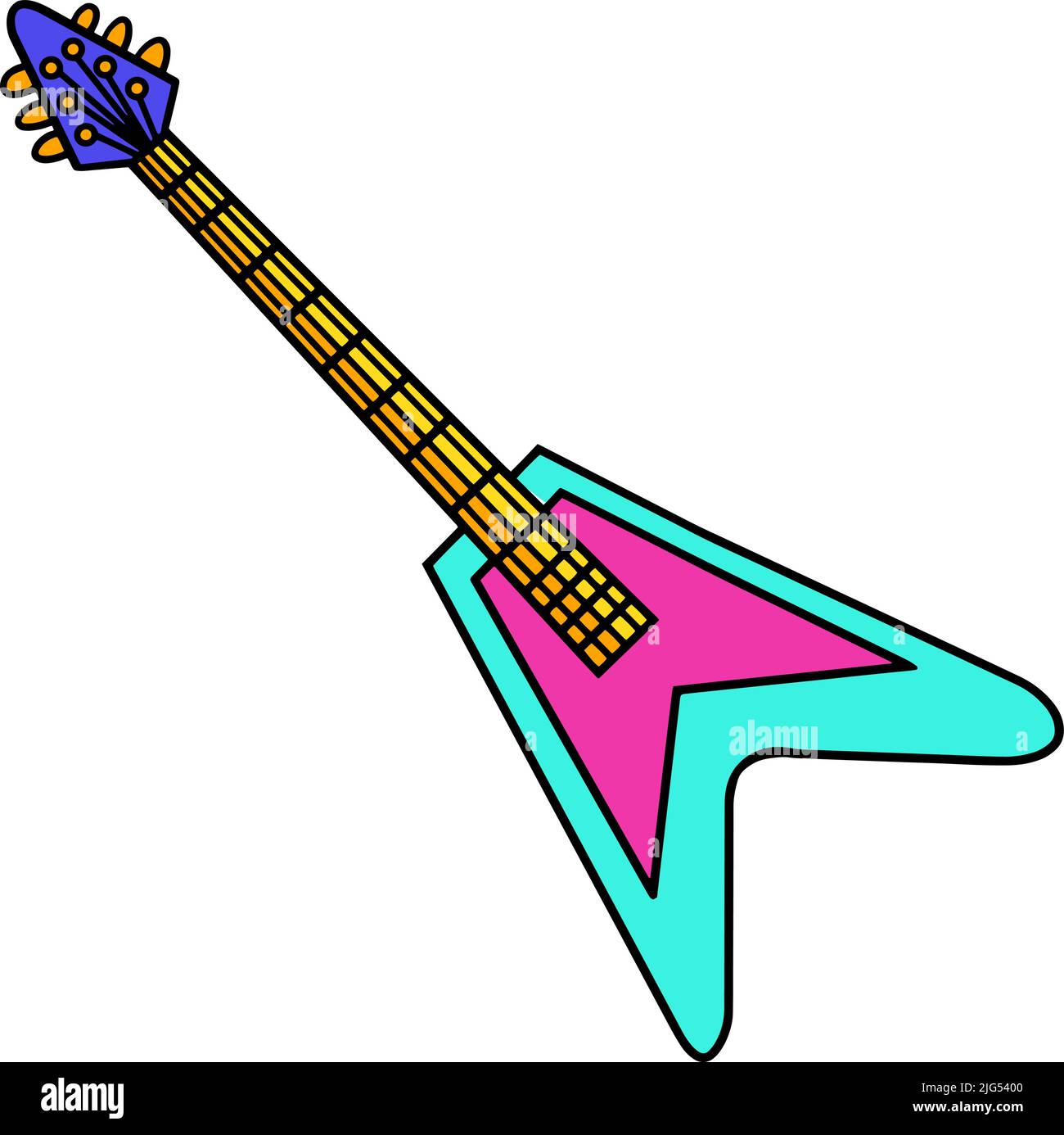 Guitar Cartoon Farbige Cliparte Illustration Stock Vektor