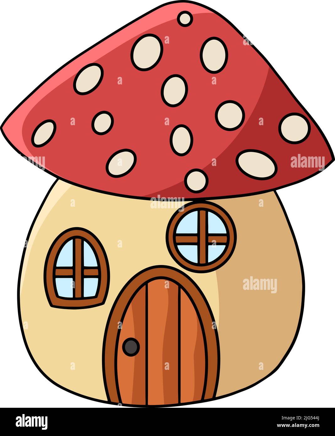 Mushroom House Cartoon Coloured Clipart Stock Vektor