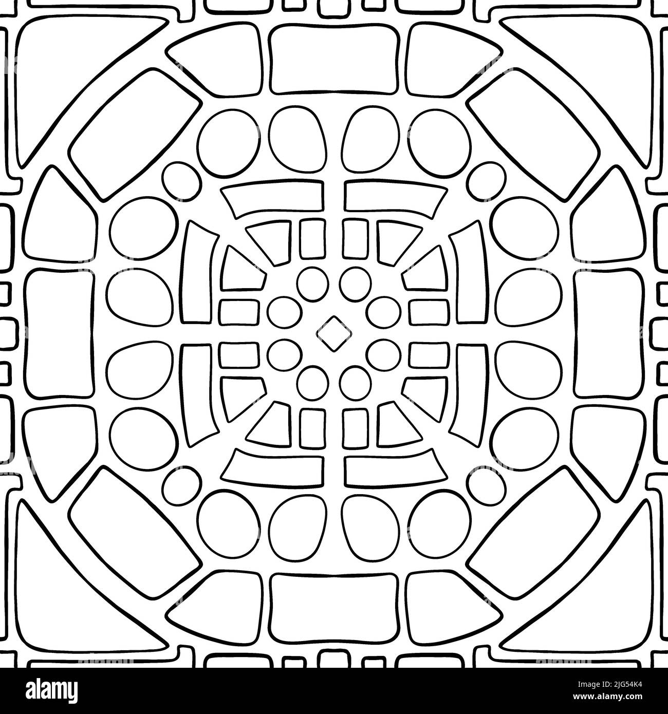 Nahtloses handgezeichnetes Muster. Abstraktes schwarz-weißes geometrisches Grafikdesign Linienmuster Stockfoto