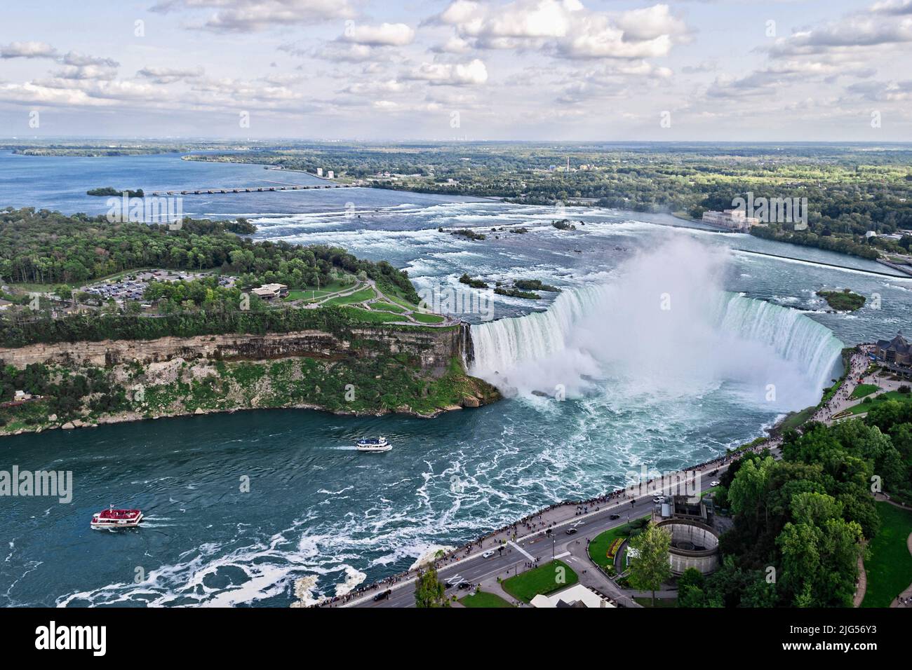 Ein Panoramablick auf die Niagarafälle Kanada. USA. Stockfoto