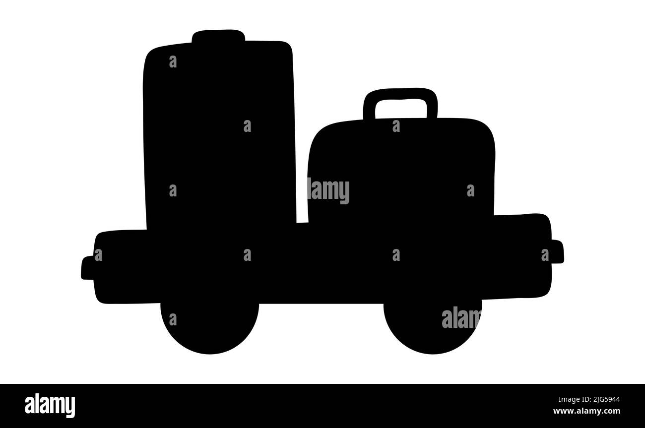 Vektor-Illustration von Gepäckwagen mit Gepäcktaschen. Gepäckwagen, Vierrad Stock Vektor