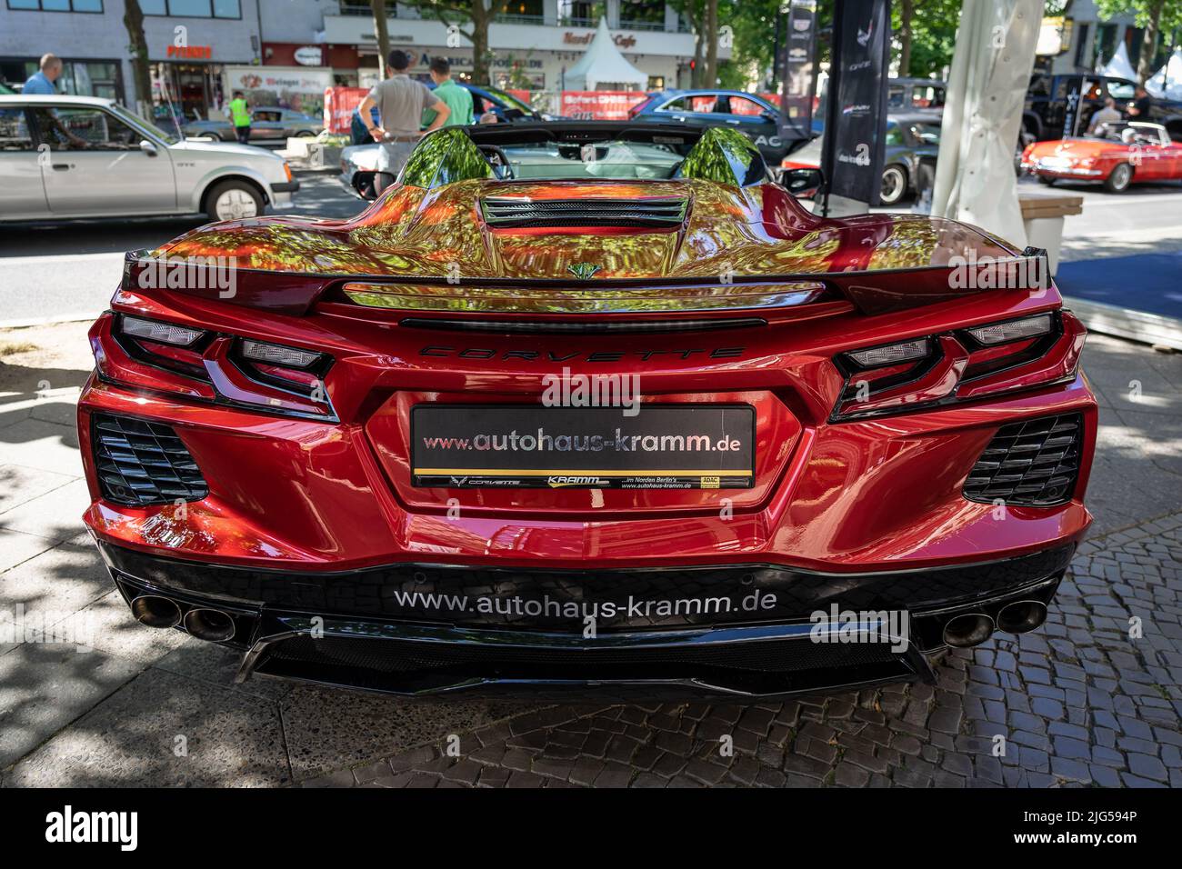 BERLIN - 18. JUNI 2022: Der Sportwagen Chevrolet Corvette (C8) Z51 3Lt. Rückansicht. Classic Days Berlin. Stockfoto