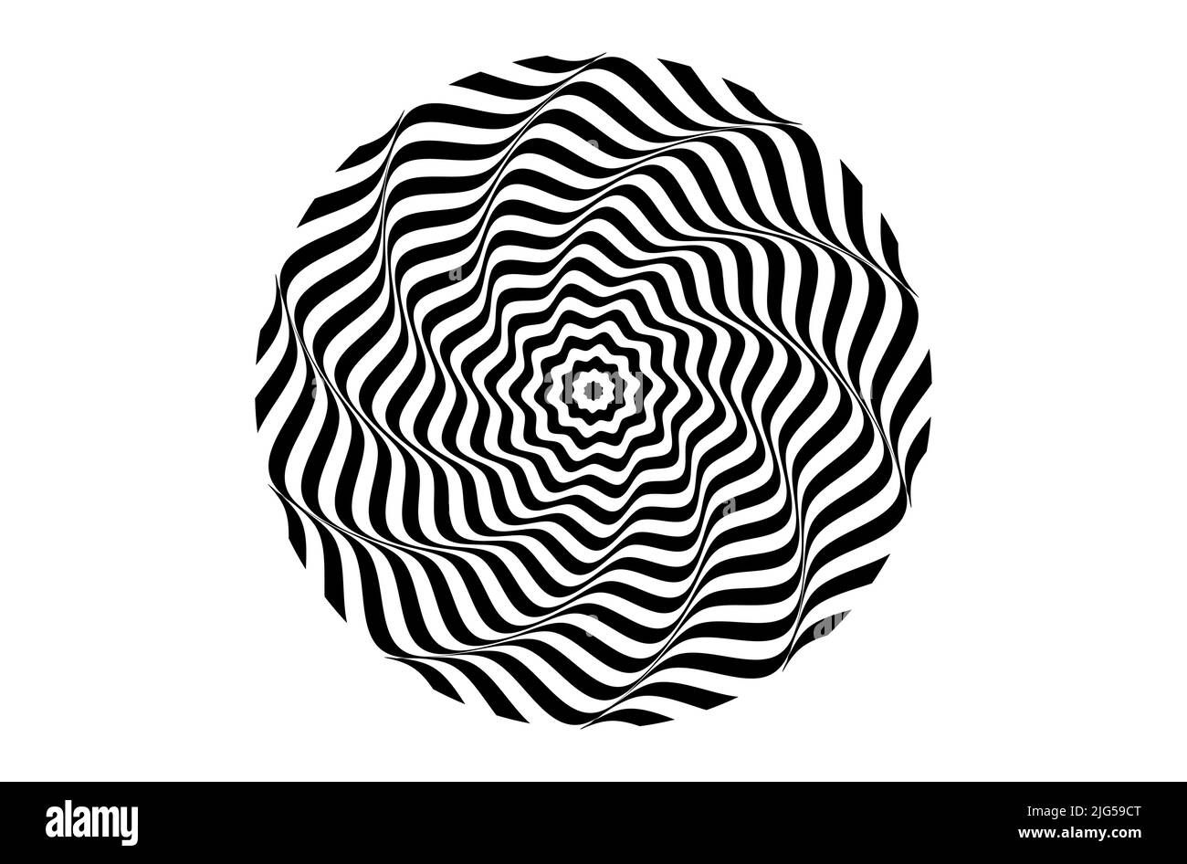 Schwarze Strudel-Linie auf weißem Hintergrund, Spirale Swirl Radiale Hypnotische Psychedelische Illusion rotierender Hintergrund Vektor schwarz-weiße Qualität Vektor illu Stock Vektor