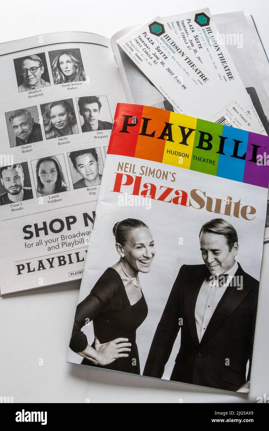 Theateraufführungen zur Broadway-Show „Plaza Suite“ im Hudson Theatre am Times Square, New York City, USA 2022 Stockfoto