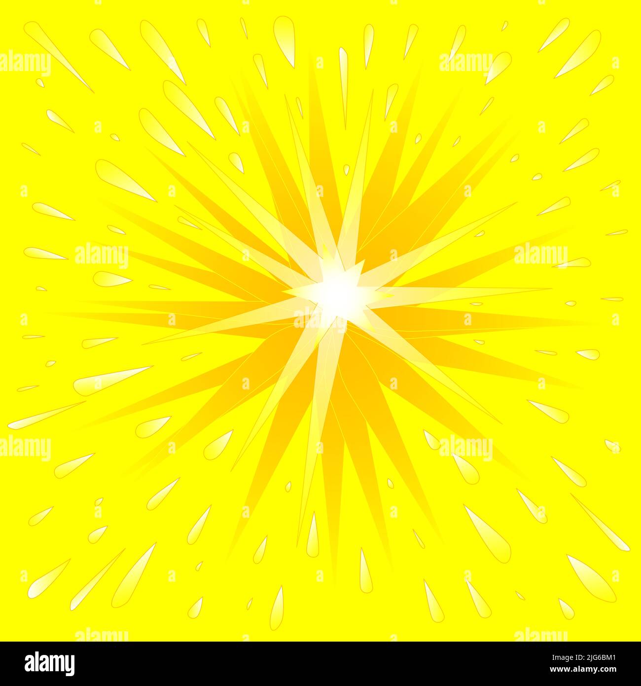 Eine abstrakte gelbe Karikatur Blase Explosion als Hintergrund Stockfoto