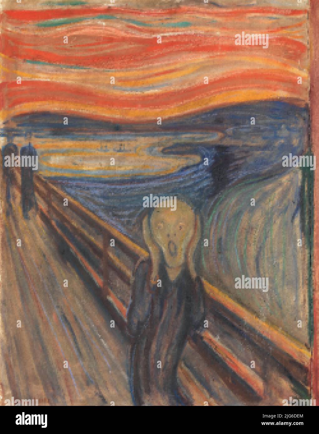 Edvard Munch, The Scream, National Gallery of Norway, Dots-Effekt, Vektorgrafik Stock Vektor