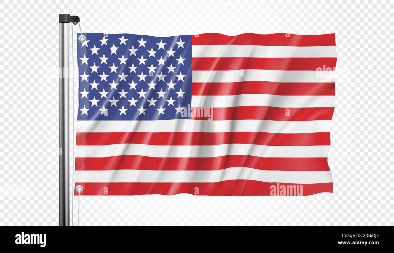 Flagge der Vereinigten Staaten von Amerika auf transparentem Hintergrund im Vektorformat Stock Vektor