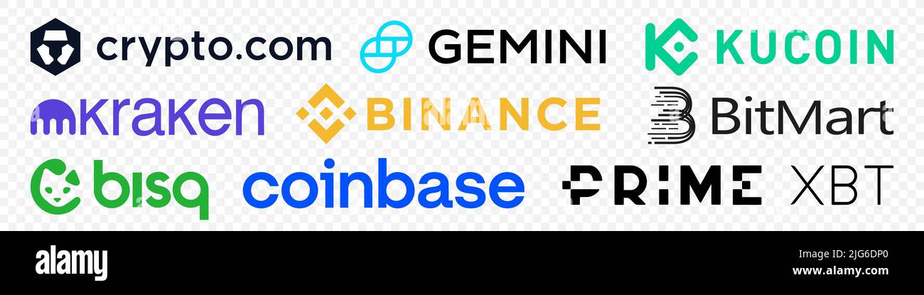 Top Crypto Exchanges Logo im Vektorformat Stock Vektor