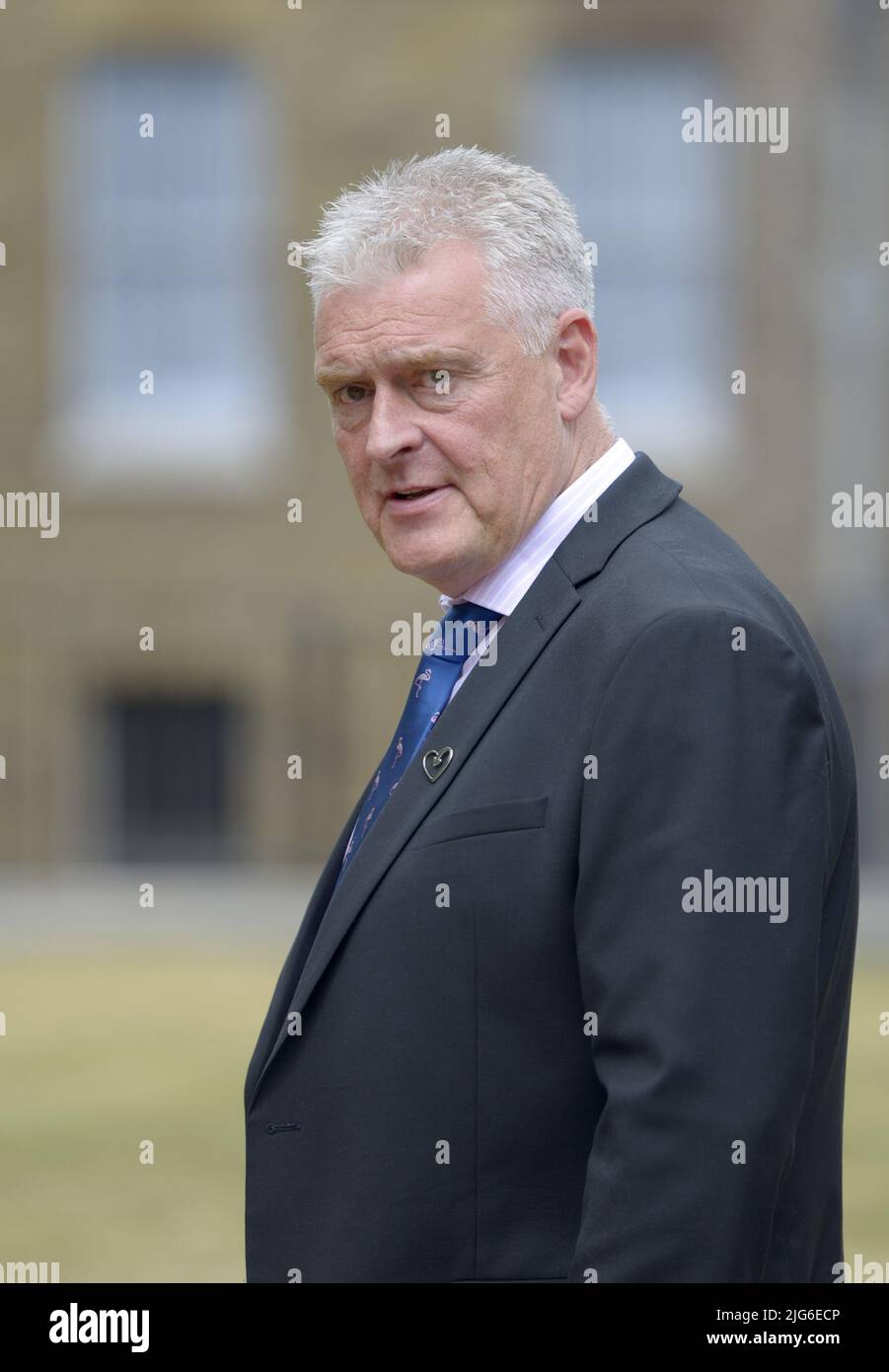 Lee Anderson, MP (Con: Ashfield) in Westminster, wurde am Tag vor dem Rücktritt von Boris Johnson als Premierminister am 6.. Juli 2022 interviewt Stockfoto