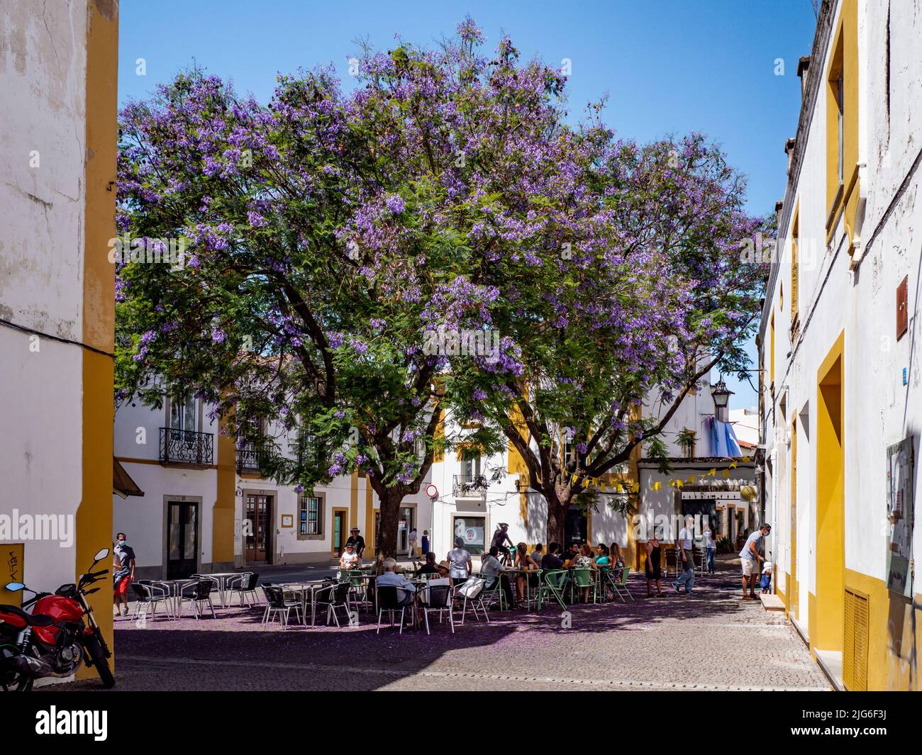 Eine schöne Esplanade in einer Ecke in der Altstadt von evora, in Alentejo, Portugal Stockfoto