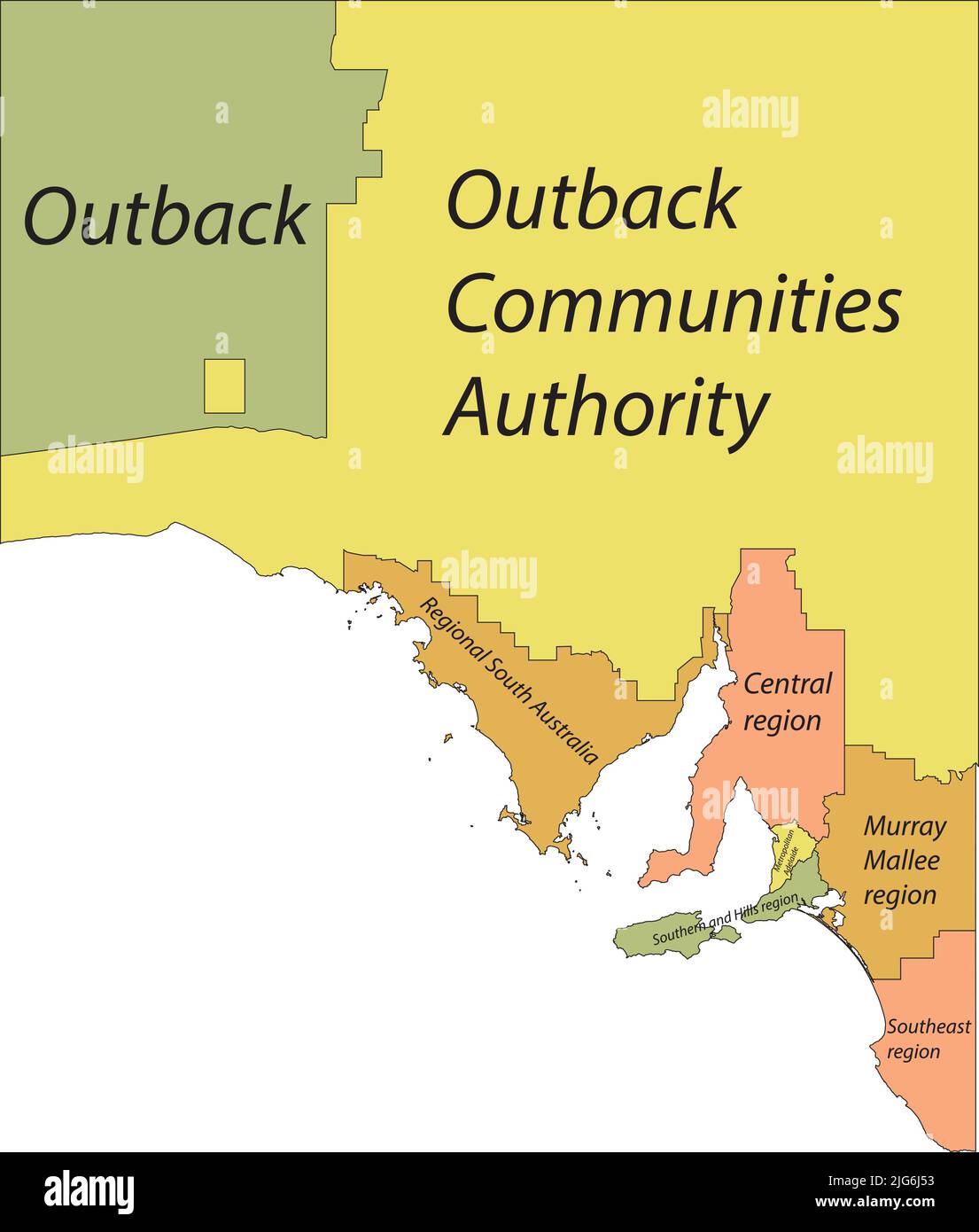 Pastellkarte von Regionen SÜDAUSTRALIENS Stock Vektor