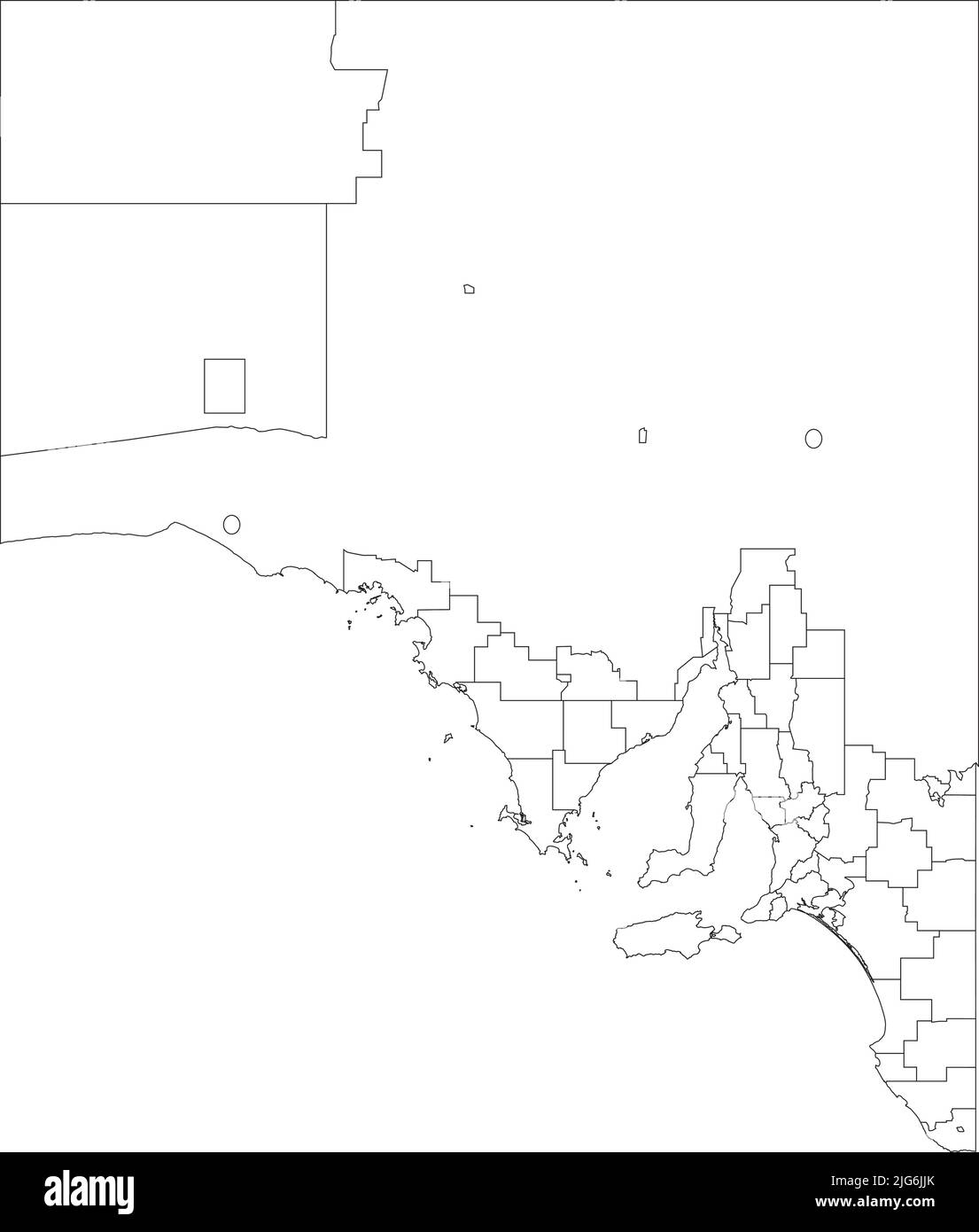 Weiße Karte der lokalen Regierungsgebiete von SÜDAUSTRALIEN Stock Vektor