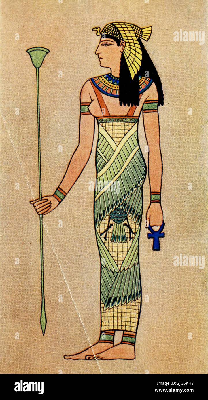 Ägyptische Göttin aus dem Buch "Ancient Egyptian, Assyrian, and Persian costumes and Decorations" von Mary Galway Houston und Florence S Hornblower, Erscheinungsdatum 1920 Verlag London : A. & C. Black, Limited Stockfoto