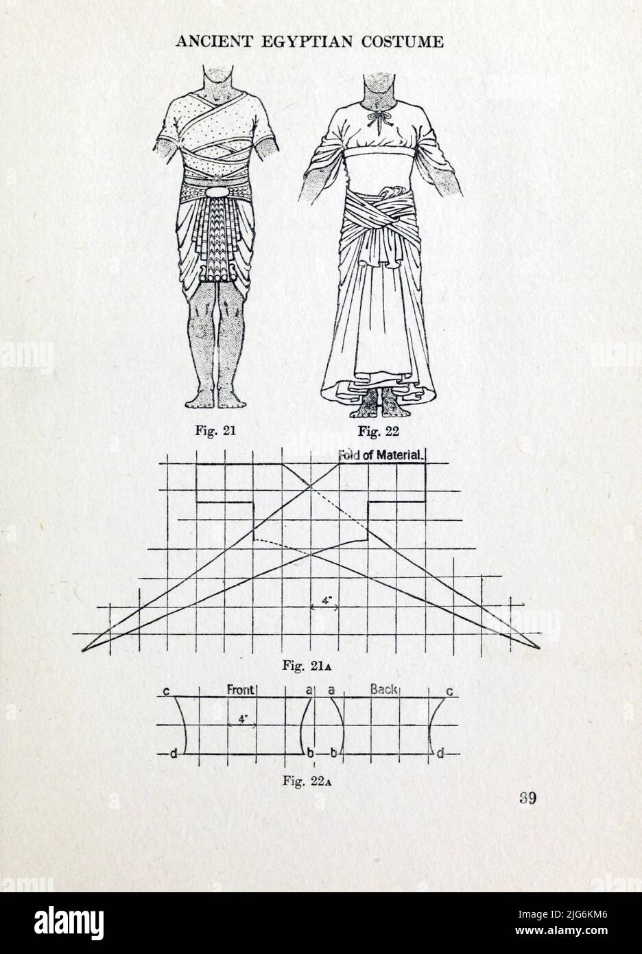 Ancient Egyptian Costume aus dem Buch "Ancient Egyptian, Assyran, and Persian Costume and Decorations" von Mary Galway Houston und Florence S Hornblower, Erscheinungsdatum 1920 Verlag London : A. & C. Black, Limited Stockfoto